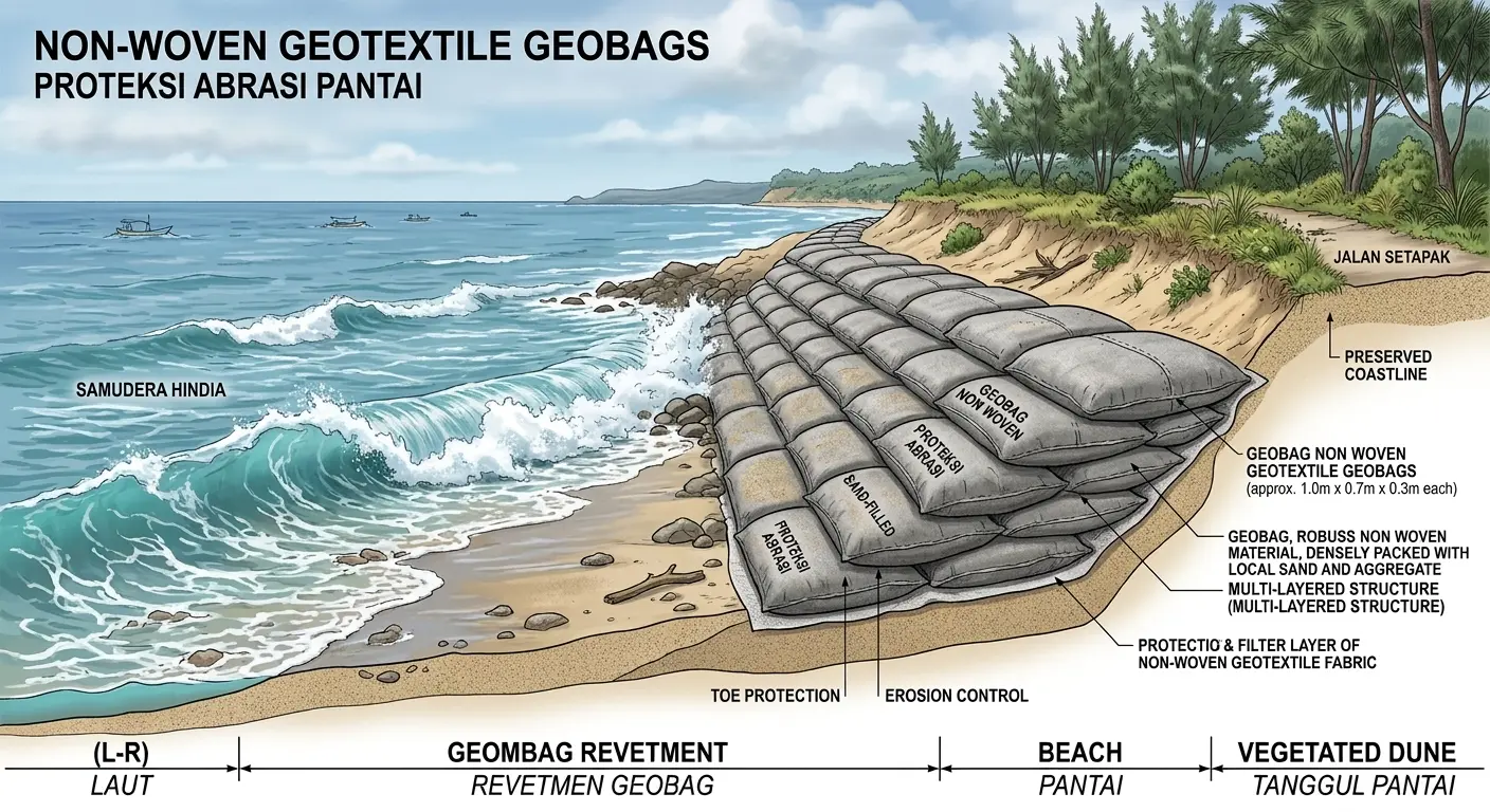 Geobag applications for coastal and riverbank protection