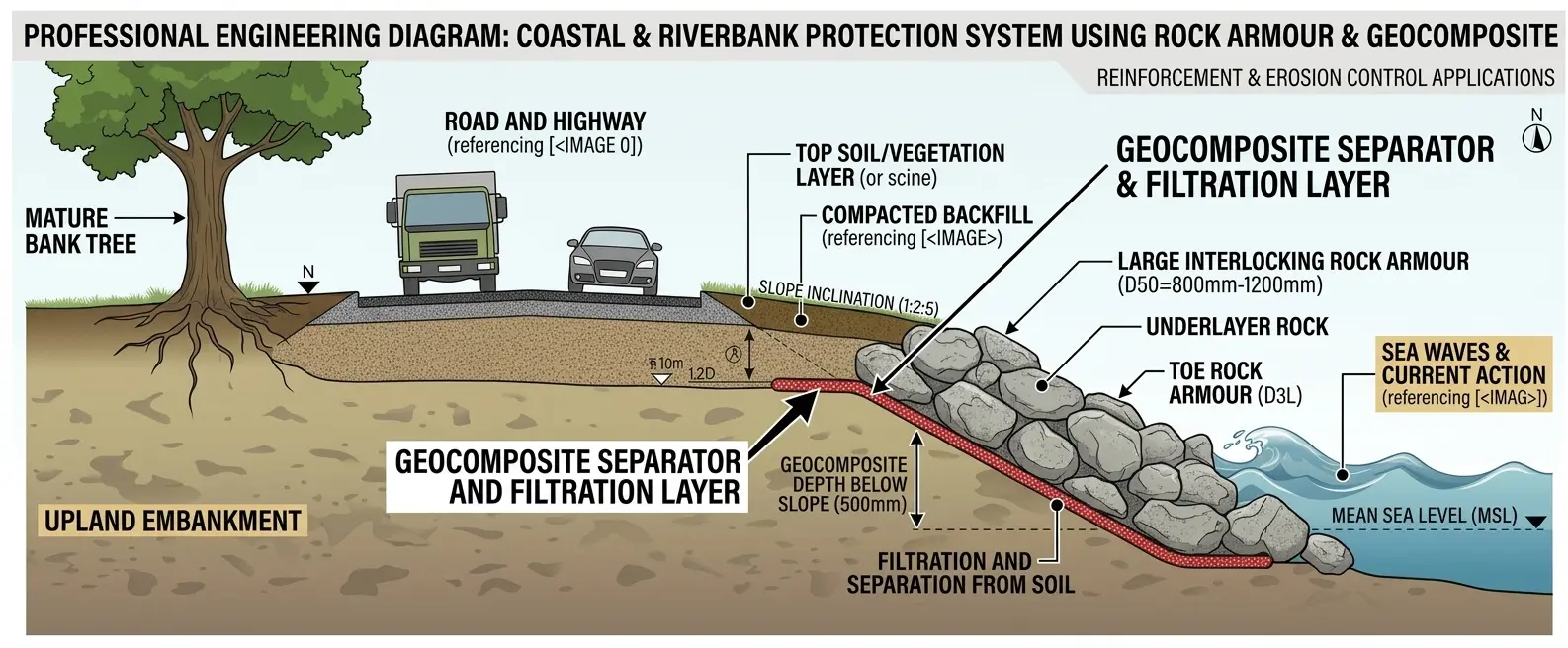 Geocomposite as a riprap underlayer