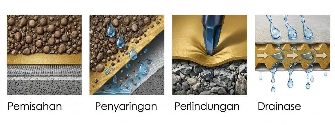 Non-woven geotextile functions