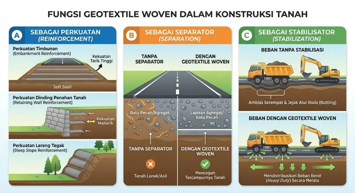Woven geotextile functions