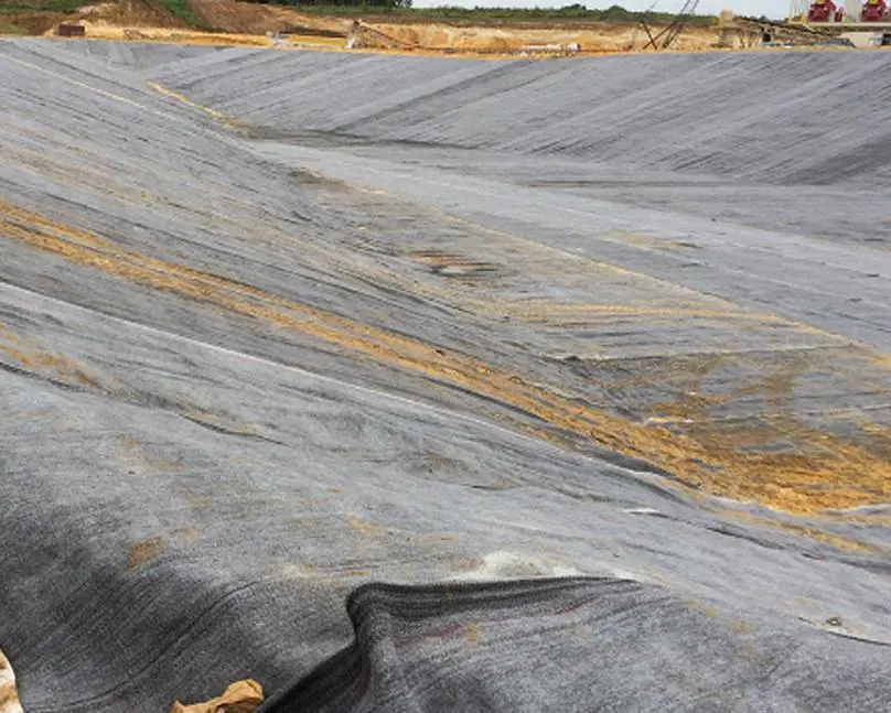 Geosynthetic clay liner in a storage pond