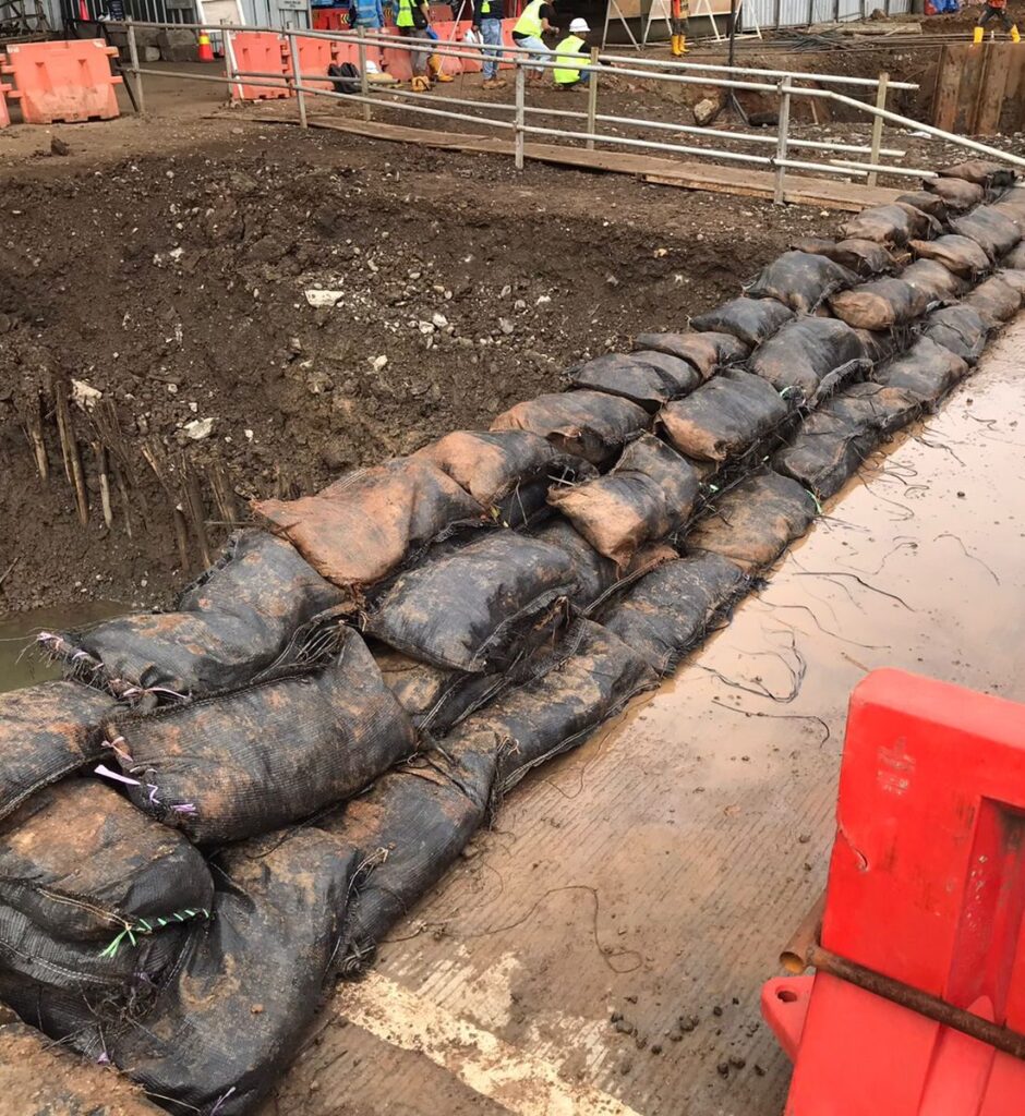 Geobag Embankment for a Construction Excavation