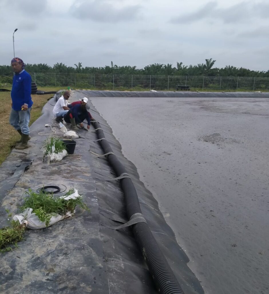 Geopipe and HDPE Geomembrane for a Palm Oil Waste Pond