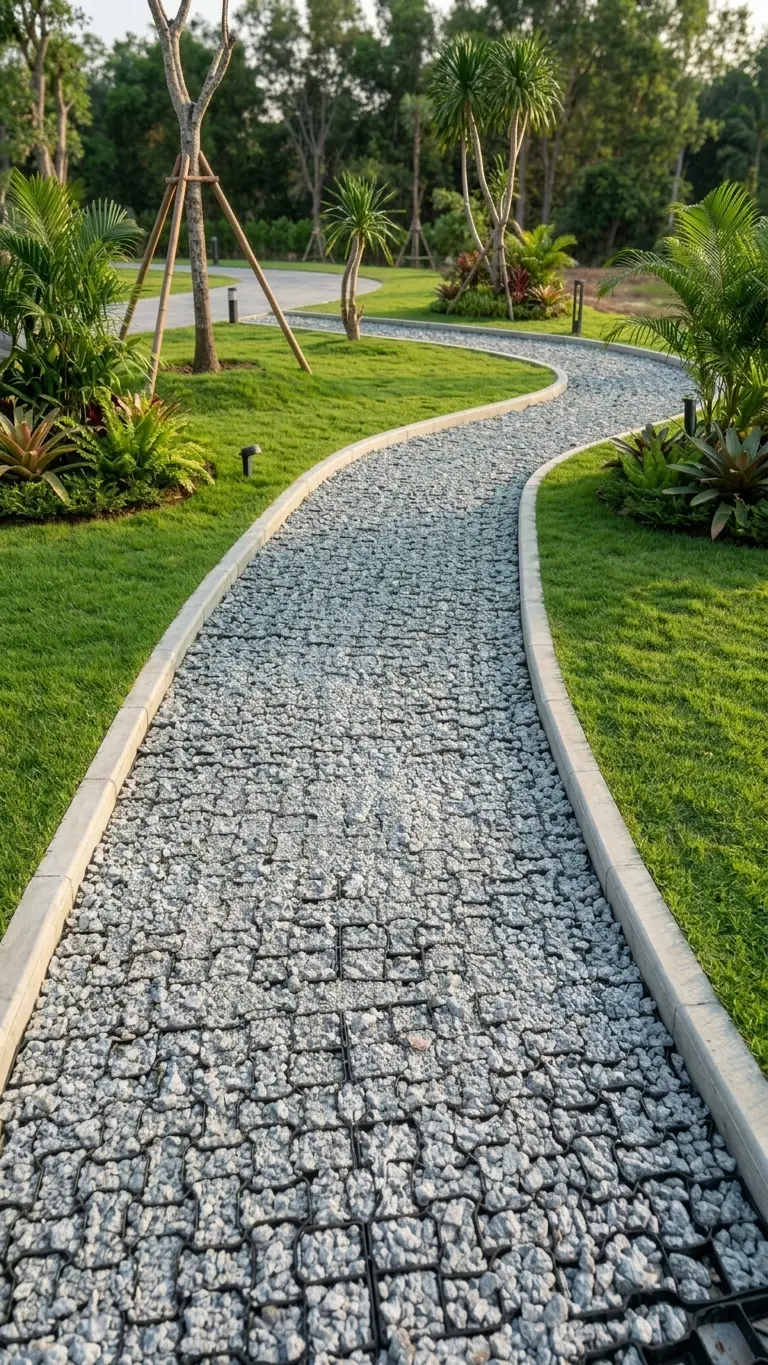 Grass paver access road project in Batam