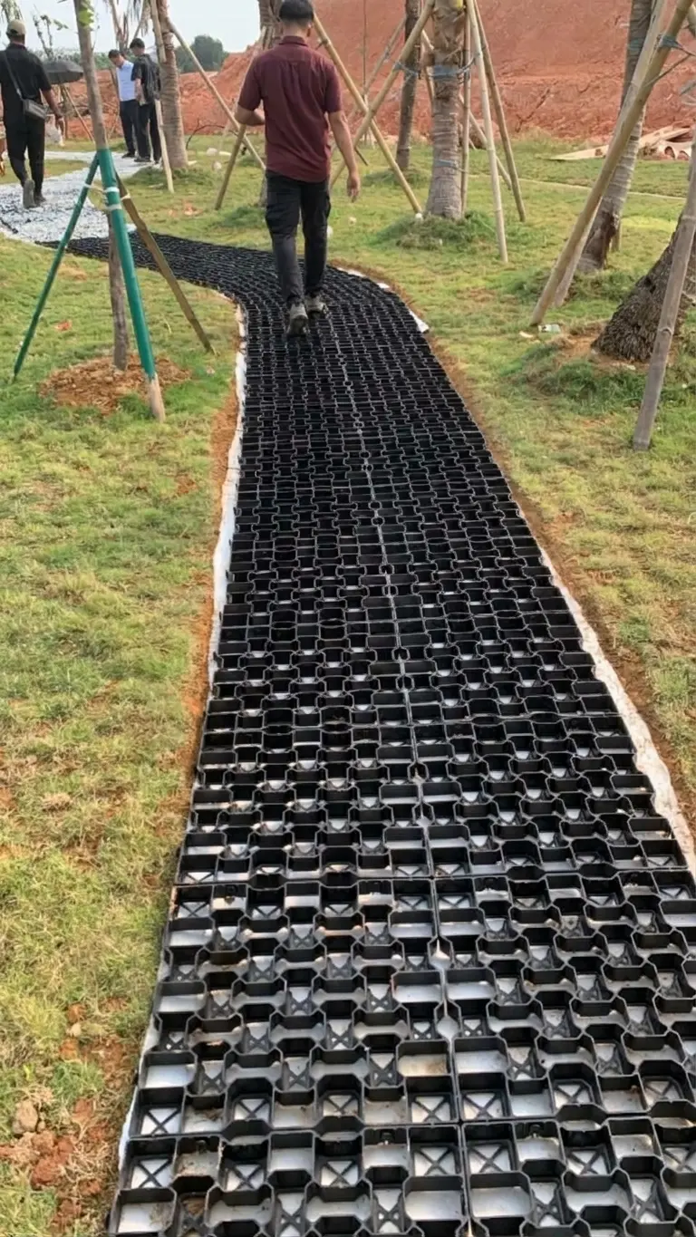 Grass paver access road project in Batam