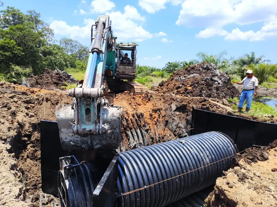 HDPE spiral pipe and HDPE flap gate project in Morowali, Central Sulawesi