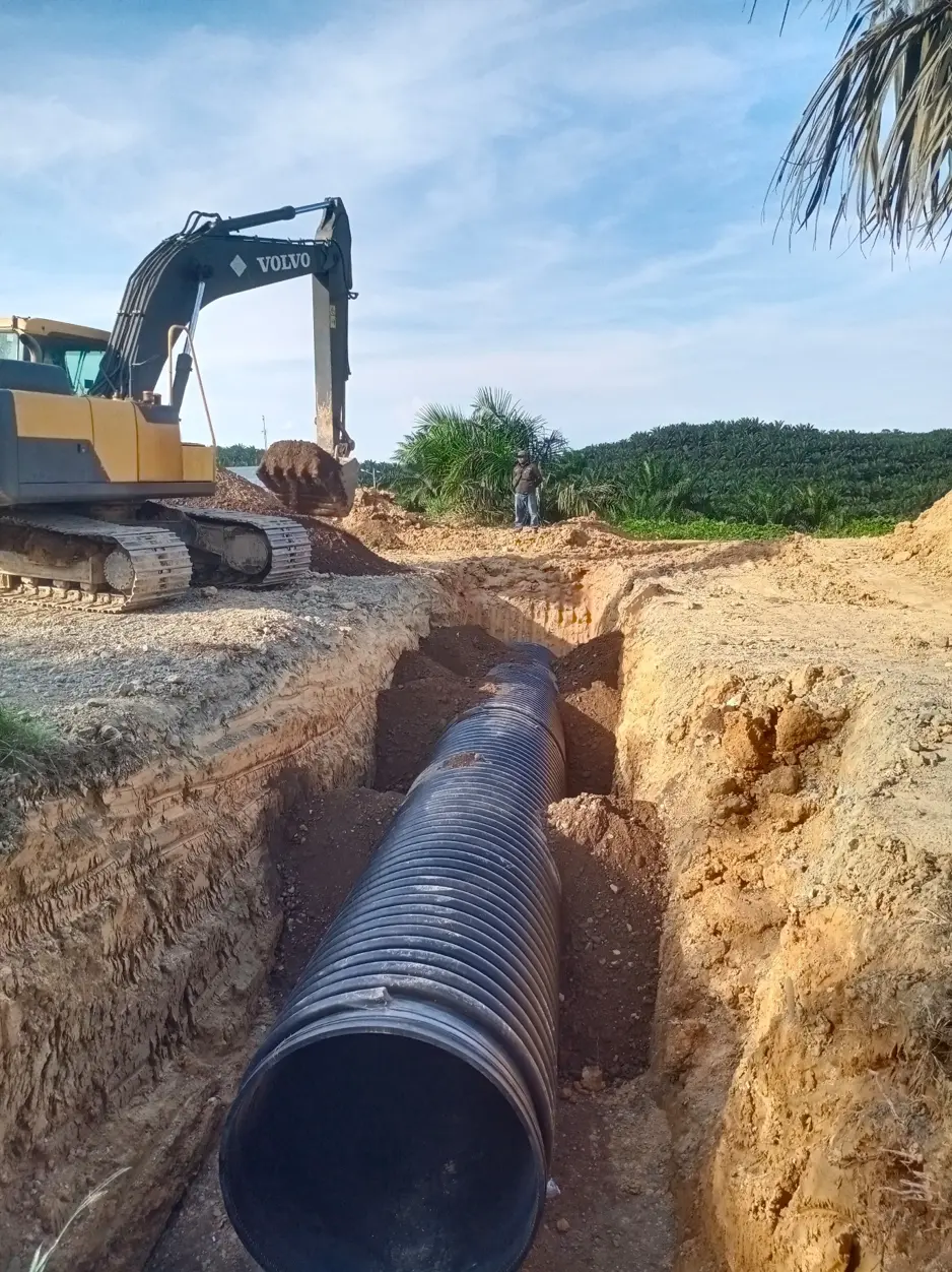 HDPE spiral pipe and HDPE flap gate project in Morowali, Central Sulawesi